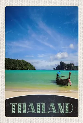 Produktbild von vianmo Holzschild 18x12 cm Thailand Boot Himmel Bildmotiv Reisemotiv Abenteuer Reisen