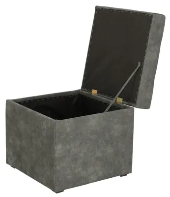 Produktbild von MG Design Polsterhocker Grau 45x45 cm - Stauraum 50L, bis 300 kg, formstabil, montiert, für Wohnzimmer & Flur