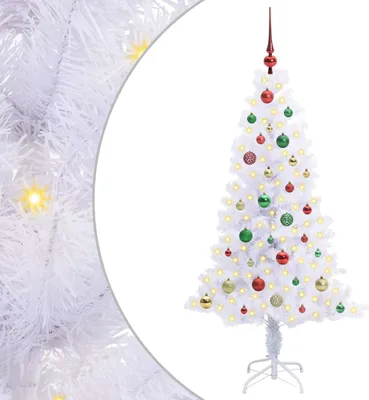 Image de vidaXL Sapin de Noël artificiel blanc 150 cm PVC et acier