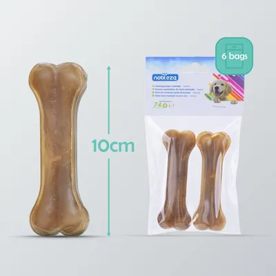 Image de Os à mâcher pour chiens, 10 cm x 2 pièces, os 100 % naturels à base de peau de bœuf, pour petits chiens, riches en protéines