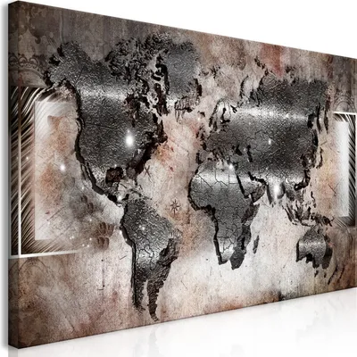 Produktbild von Wandbild Mega XXXL Weltkarte 250x125 cm Einteiliger XXL-Format Kunstdruck zur Selbstmontage Leinwandbilder moderne Bilder DIY Wanddekoration Wohnung Deko Abstrakt k-A-0442-ak-h