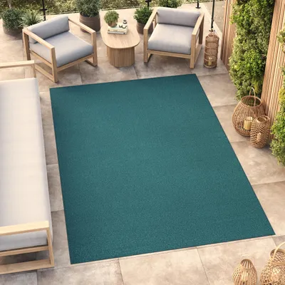 Obrázek produktu pro Koberec Tapiso Outdoor MONO Modern modrý pro vnitřní i venkovní použití, certifikát ÖKO-TEX, 140 x 200 cm