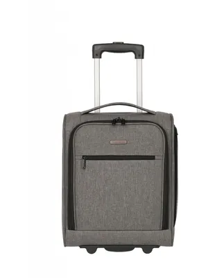 A gray travel trolley with a retractable handle and wheels, shown against a white background.