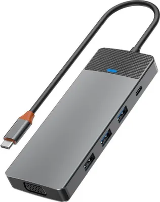 Produktbild von WiWU - HUB A921HV 9in1 USB3.0x2+USB2.0x1+SD/TF(3.0)+PD (100W)+USB-C(3.0)+HDMI(4K30HZ)+VGA1080P)