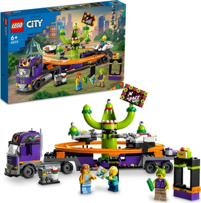 Produktbild von LEGO City LKW mit Weltraumkarussell 60313, 433 Teile, 3 Minifiguren, Mehrfarbig, Kunststoff, H: 16cm B: 21cm T: 35cm, ab 6 Jahren