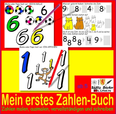 Produktbild von Mein erstes Zahlen-Buch - Zahlen malen, ausmalen, vervollständigen und schreiben