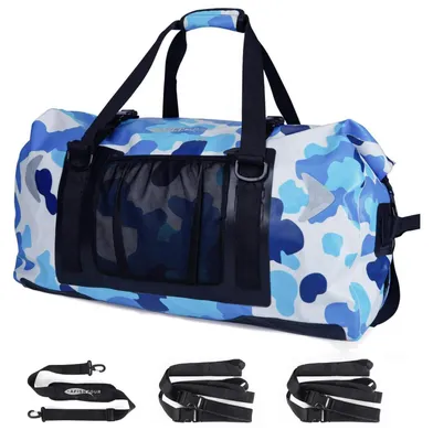 Produktbild von Duffelbag 65L wasserdicht für Damen und Herren – Motorrad-Reisetasche mit Gurten – Drybag Blau