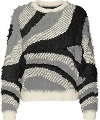 Produktbild von Vero Moda VMCALLIE LS O-NECK FEATHERYARN PULL Birch/GRIFFEN+BLACK M