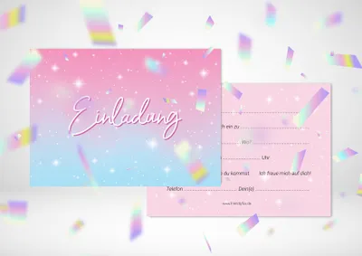 12x Einladungskarten Gelb - Boho Regenbogen Design Für Kindergeburtstag