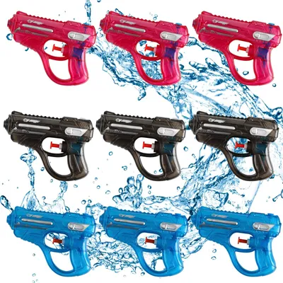 Imagen del producto de Juego de pistolas de agua, 9 piezas, 3 colores, juguete para niños, ideal para el jardín y la playa