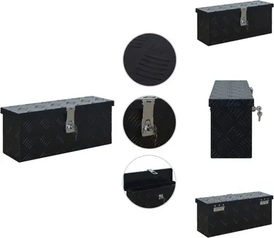 Obrázek produktu pro vidaXL Hliníkový box 485 x 140 x 200 mm černý - Boxy na nářadí