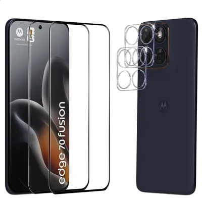 Obrázok produktu pre 2-balenie Motorola Edge 70 Fusion Ochranné sklo na displej & 2-balenie ochrana objektívu - Tvrdené sklo 9H - Super kvalita 3D