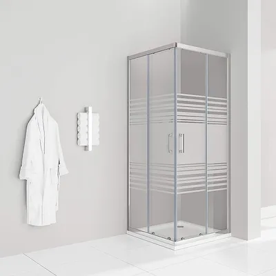 Produktbild von i-flair Schiebetür Duschkabine 95x95x180 cm aus teilsatiniertem 6 mm Sicherheitsglas - DK77