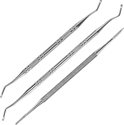 Produktbild von Nagelfeile Eckenheber Doppelseitige Nagelheber Werkzeug Edelstahl Professionelle Set mit Gerade Gebogen Enden für Maniküre Pediküre Podologen Multifunktional 3 Stück