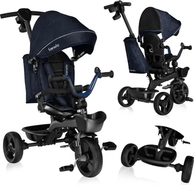 Produktbild von Lionelo Kori Dreirad mit Schubstange für Kinder ab 1,5 bis 5 Jahre drehbarer Sitz Magnesium-Rahmen wartungsfreie Gummiräder freies Rad abnehmbares Vordach