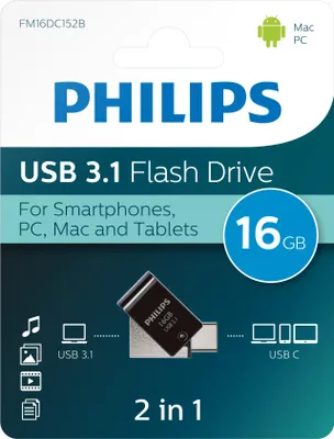Produktbild von Philips FM16DC152B 16 GB USB 3.1 Stick, USB Typ A + USB Typ C
