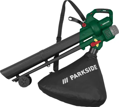 A Parkside leaf blower/vacuum is shown against a white background.