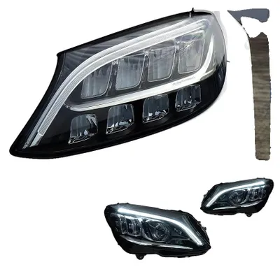 Zdjęcie produktu dla Zespół reflektorów, kompatybilny z modelem Mercedes-Benz W205 z 2019 r., oświetlenie LED, konstrukcja z soczewką projektorową, przeznaczony do modeli z 2019 r.