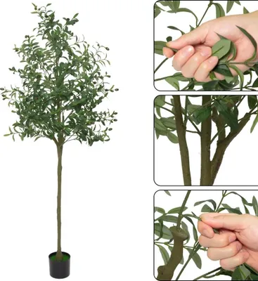 Zdjęcie produktu dla Sztuczne drzewko oliwne – sztuczna roślina w doniczce – rozmiar 3XL – tworzywo sztuczne – do wnętrz – stojąca – do domu i biura – 1 sztuka