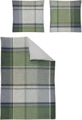 Produktbild von Irisette Flausch-Baumwolle Bettwäsche-Garnitur Peter 8877 Farbe grün-30 Größe 135x200+80x80 cm