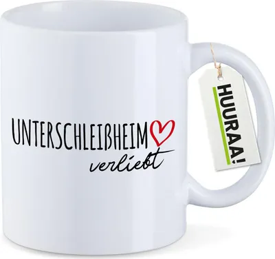 Produktbild von Huuraa Kaffeetasse Unterschleißheim verliebt 330ml Weiß Keramik Kaffeebecher Geschenkidee