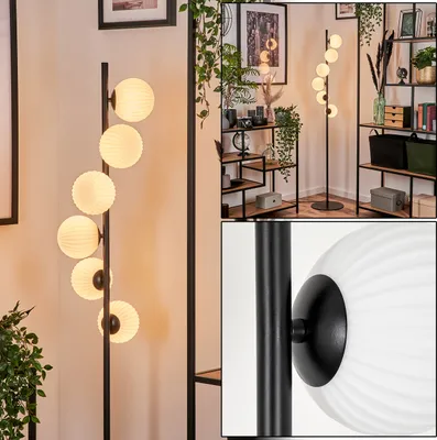 Produktbild von Garaguso Stehlampe aus Metall/Riffelglas in Schwarz/Weiß