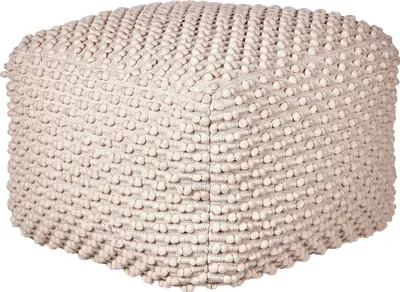 Obrázek produktu pro BELIANI Taburet taupe bavlna 50 x 50 x 35 cm ručně vyrobený čtvercový puf s polstrováním boho styl