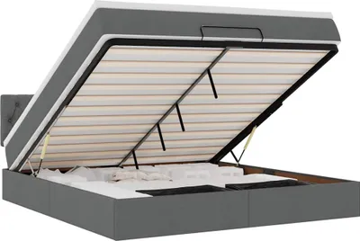 Obrázok produktu pre vidaXL Osmanská posteľ s matracom a LED diódami tmavosivá 180x200 cm látka