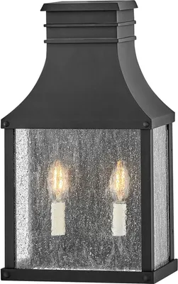 Produktbild von Wandlampe außen Aluminium Glas IP44 Schwarz antik E14 2-flammig Vintage