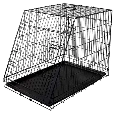 Produktbild von Hundekäfig mit 2 Türen, faltbare Hundebox, Gitterbox, Transportkäfig, Drahtkäfig für Katzen, Hasen, Nager und Geflügel, XXL Größe 107x75x67