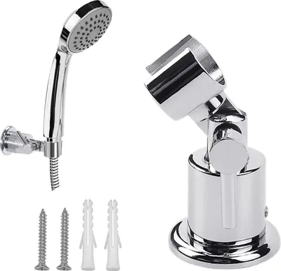 Productafbeelding van Douchehouder - Volledig metaal - 180° verstelbaar - Voor handdouche en handdouche - Wandmontage met schroeven - Verchroomde afwerking