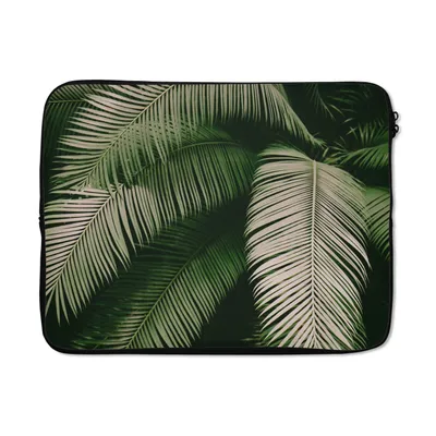 Produktbild von MuchoWow® Laptop Hülle 17 Zoll Laptoptasche Palmwedel - Sommer - Tropisch - Zipper - Schutzabdeckung