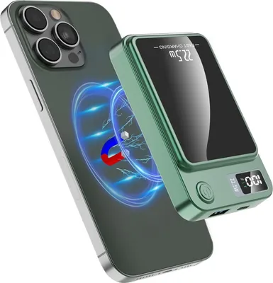 Produktbild von Wireless Power Bank, Kabellose Powerbank, 10000mAh Powerbank Magnetisch Kabellos, PD 22.5W Schnellladen mit LED Display
