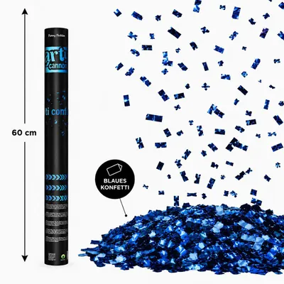 Produktbild von Konfettishooter Papierkonfetti Rechteckig | 60 cm Farbe: Blau