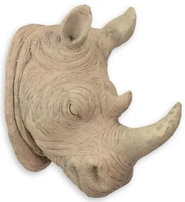 Image de Casa Padrino Sculpture murale en résine Tête de rhinocéros Beige 23 x H. 40,5 cm - Figurine décorative - Figurine d'animal - Décoration de salon