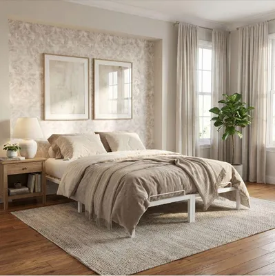 Produktbild von INDUSTORM Bett - Bettgestell 180x200 mit Elastisch Lattenrost aus Birkenholz, Metallbett Stauraum Höhe 23,5cm - Gästebett