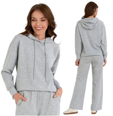 Produktbild von Moraj Damen Hoodie Kapuzenpullover – Grau meliert, Größe M, bequem