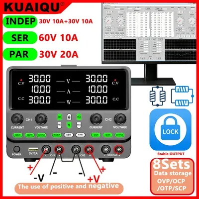 Image de Alimentation de laboratoire DC-Netzgerät - Alimentation de laboratoire programmable - 2 canaux, 30V, 10A - Interfaces RS232, RS485, USB - Fonctionnement en série/parallèle - Alimentation programmable 30V, 10A
