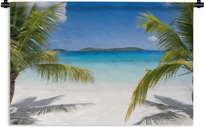 Produktbild von MuchoWow® Wandteppich Wandbehang Strand - Palmen - Tropisch 150x100 cm Tapisserie Dekoration Wandtuch - Waschbar - Tapisserien - Wand-Decke