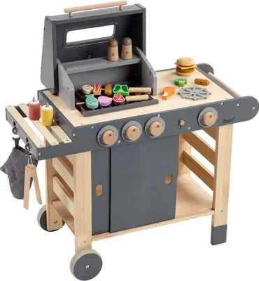 Produktbild von howa Kindergrill Spielzeuggrill Kinder BBQ Grill aus Holz mit 25 tlg. Zubehör 'Maxi' 4825