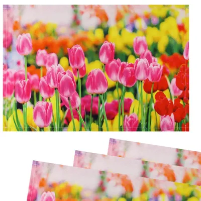 Produktbild von Tischsets Stoff Platzsets CLOTH pinke Tulpen Blumenwiese