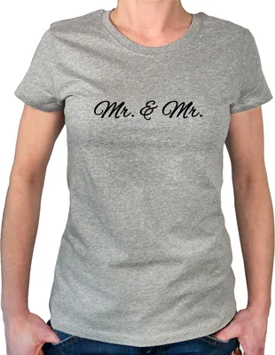 Produktbild von Huuraa Damen T-Shirt Mr. & Mr. Schriftzug M Sport Grey Bio Baumwolle Fairtrade Damenshirt Geschenkidee