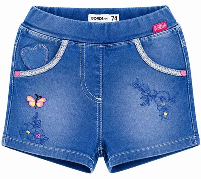 Produktbild von BONDI Baby Kinder Jeansshorts "Butterfly"- Blau 86584 | Kurze Jeans Größe: 68