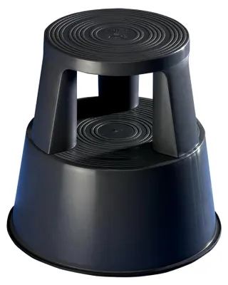 Produktbild von Rollhocker STEP aus bruchfestem Kunststoff - rollbarer Tritthocker mit Elefantenfuß, , Germany, rutschfest - Höhe ca. 43 cm, Tragkraft 150 kg, Farbe Grau