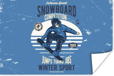 Produktbild von MuchoWow® Poster Snowboard - Mann - Vintage 30x20 cm - Plakate - Print