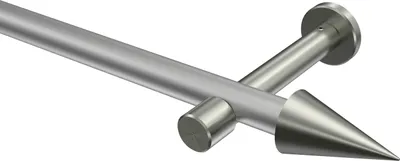 Produktbild von Interdeco Gardinenstange / Vorhangstange Silbergrau / Edelstahl-Optik, Typ Prestige Savio (Kegel) ohne Ringe, 20 mm Ø 1-läufig, 220 cm