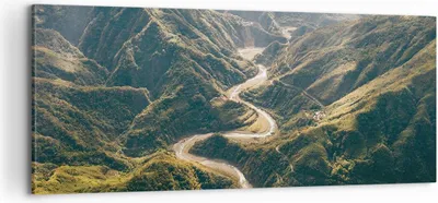 Produktbild von Bild auf Leinwand - Leinwandbild - Einteilig - Berge Weg Wald - 100x40cm - Wand Bild - Wanddeko - Wandbilder - Leinwanddruck - Bilder - Wanddekoration - Leinwand bilder - Wandbild - AB100x40-4700