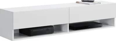 Produktbild von Hängeboard Halmstad 140 x 31 x 30 cm mit Schranktüren Hängeschrank mit Ablagefächern TV Lowboard Weiß [en.casa]