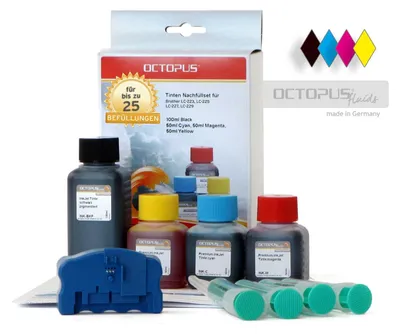 Produktbild von Set Chipresetter Brother LC-223, 225, 227 inkl. 2 Tintennachfüllsets