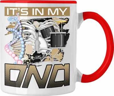 Produktbild von Trendation - Schlagzeug Tasse Geschenk für Schlagzeug-Spieler Spruch It's In My DNA Geschenkidee Lustig (Rot)